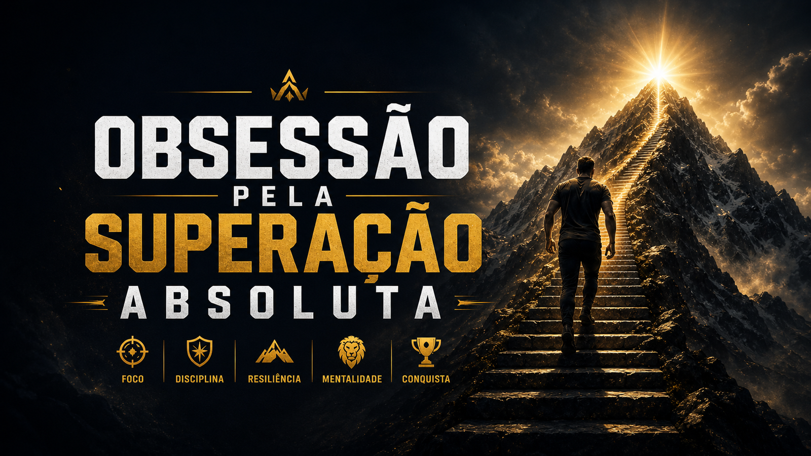 Pessoa subindo escadas em direção ao topo